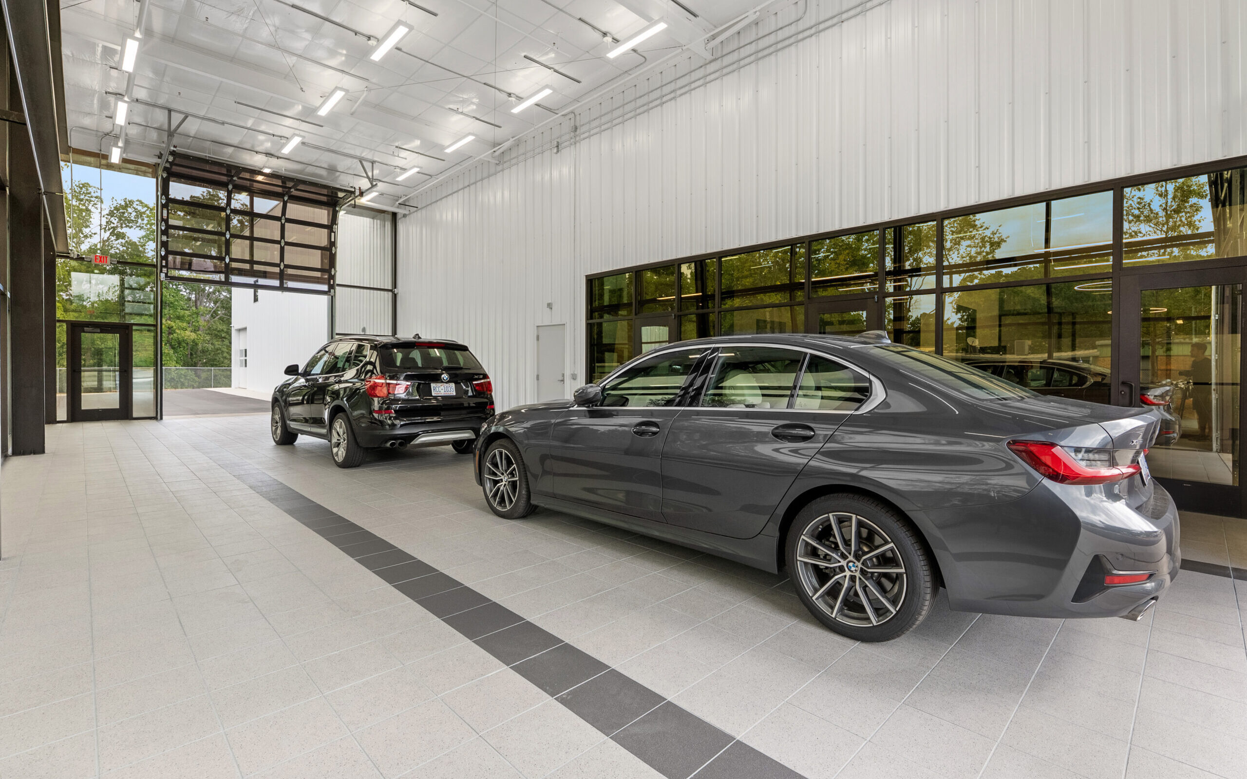 Professional BMW workshop interior with modern equipment