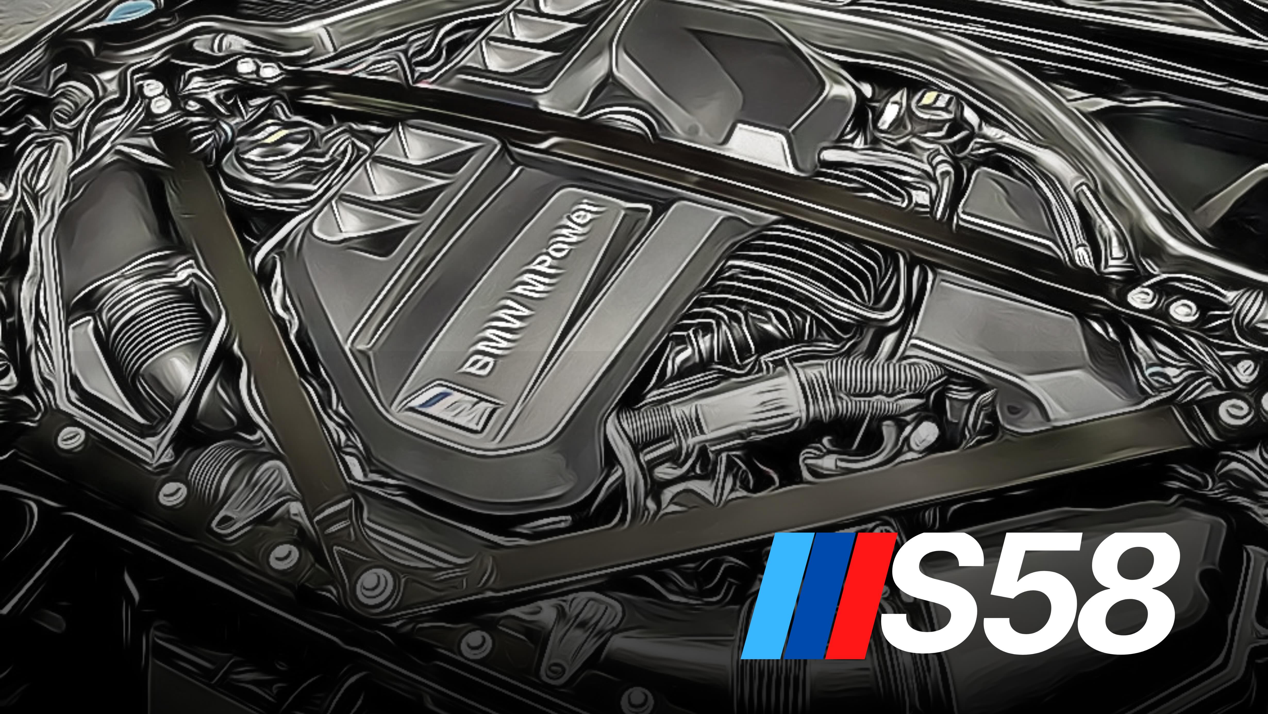 BMW S58 engine bay close-up detail